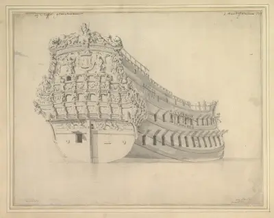 Franska fartyget 'Courtisan' av Willem van de Velde the Younger