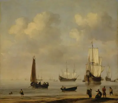 Three-Masted Ships and Fishing Boats in a Calm av Willem van de Velde the Younger