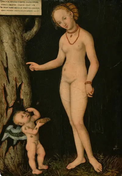 Venus with Cupid the Honey Thief av Lucas Cranach the Younger