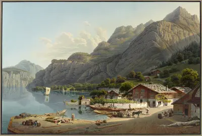 Vy över Fluhlen, i Schweiz av Gabriel Lory the Younger