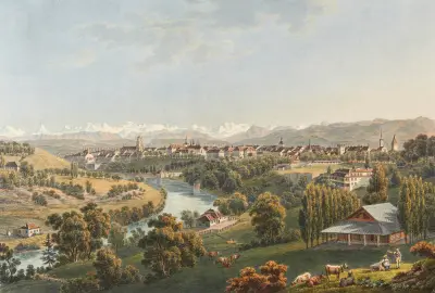 Vy av staden Bern av Gabriel Lory the Younger