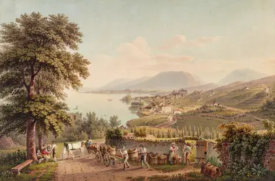 Utsikt över staden Neuchâtel, i Schweiz av Gabriel Lory the Younger