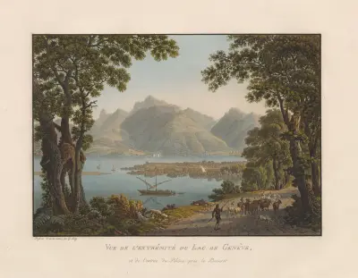 Utsikt över Genèvesjöns ände och Rhônes inlopp vid Boveret av Gabriel Lory the Younger