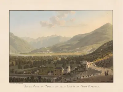 Utsikt från bron i Crevola och dalen vid Domodossola av Gabriel Lory the Younger