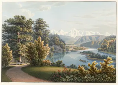 Vy från Elfenau-parken, lantegendomen tillhörande hennes kejserliga höghet storfurstinnan Anna av Ryssland av Gabriel Lory the Younger