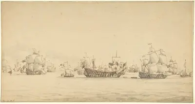 Krigsfartyg till havs av Willem van de Velde the Younger