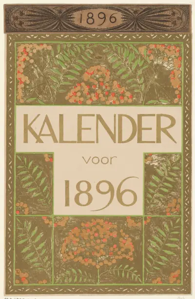 Dekblad van de kalender voor 1896 av Theo Nieuwenhuis