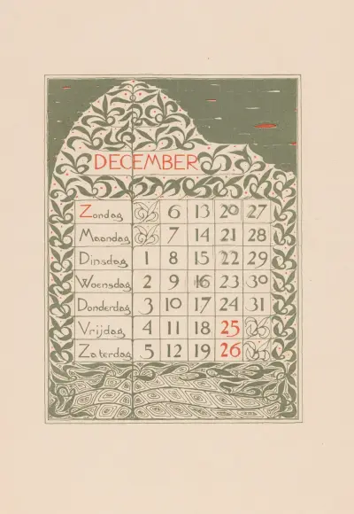 Kalendářní list na prosinec 1896, Theo Nieuwenhuis