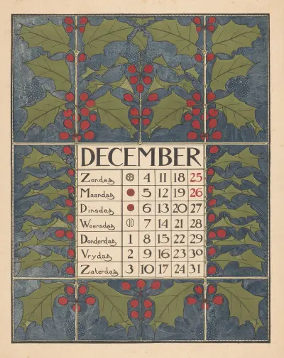 Kalenderblad voor december 1898 av Theo Nieuwenhuis