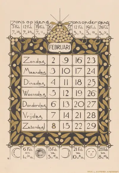 Kalendářní list na únor 1896, Theo Nieuwenhuis