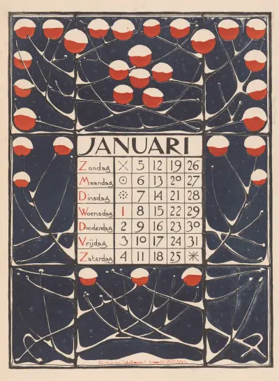 Kalendářní list na leden 1896, Theo Nieuwenhuis