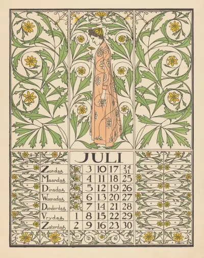 Kalenderblad voor juli 1898 av Theo Nieuwenhuis