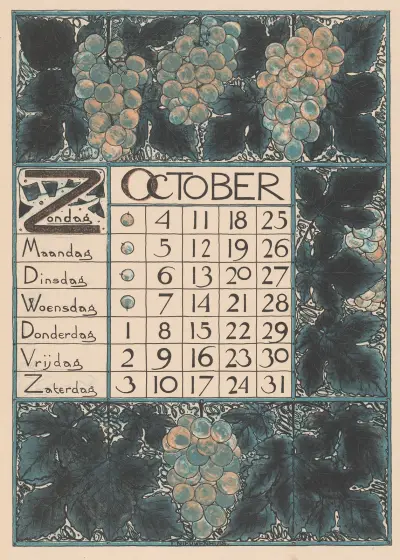 Kartka z kalendarza na październik 1896, Theo Nieuwenhuis
