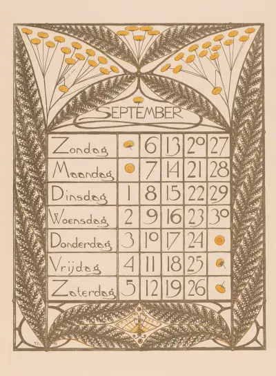Kalendářní list na září 1896, Theo Nieuwenhuis