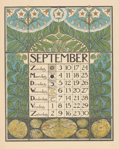 Kalenderblad voor september 1899, 1898 – nr 2 av Theo Nieuwenhuis