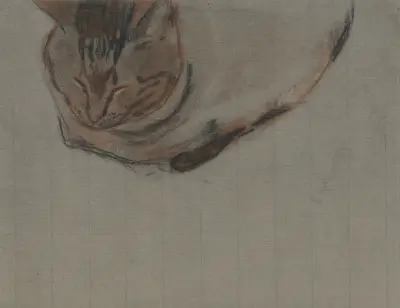 Liggende kat av Theo Nieuwenhuis