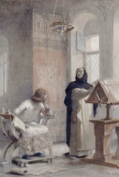 Esquisse pour l’escalier de la Sorbonne ; Louis IX à l’abbaye de Royaumont av Théobald Chartran
