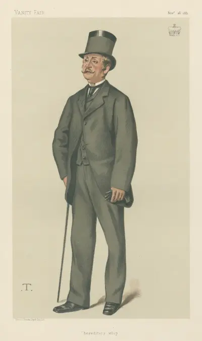 Politiker – Vanity Fair – 'ärftlig whip'. Viscount Hawarden. 26 november 1881 av Théobald Chartran