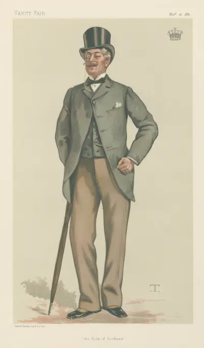 Politiker – Vanity Fair. 'Skottlands kyrka'. Earlen av Rosslyn. 12 november 1881 av Théobald Chartran