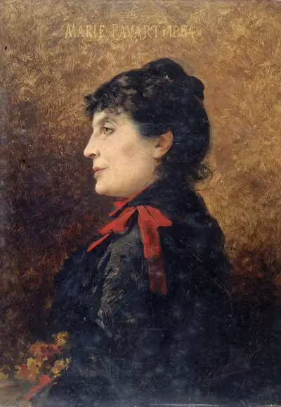 Portrait de Marie Favart (1833-1908), sociétaire de la Comédie-Française av Théobald Chartran