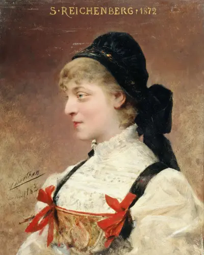 Portrait de Suzanne Reichenberg (1853-1924), sociétaire de la Comédie-Française av Théobald Chartran