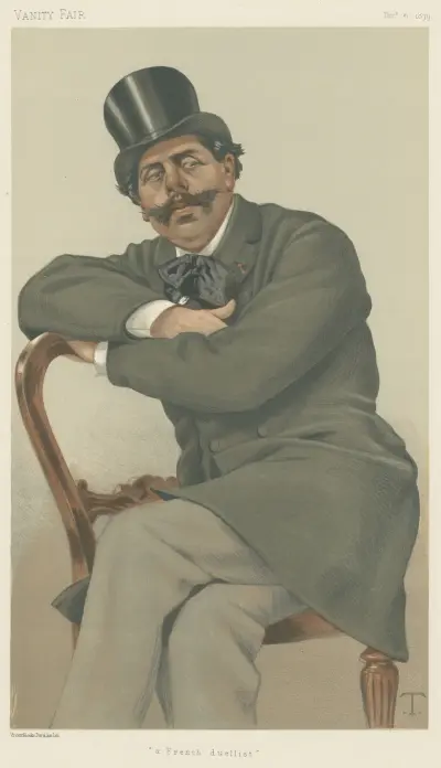 Vanity Fair; Sports, Miscellaneous; Duelling; ‘A French Duellist’, Mr. Paul de Granier de Cassagnac, December 6, 1879 av Théobald Chartran