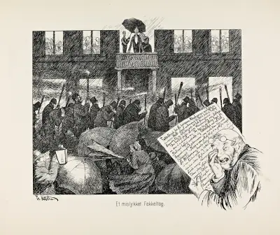 Nieudany pochód z pochodniami, Theodor Kittelsen