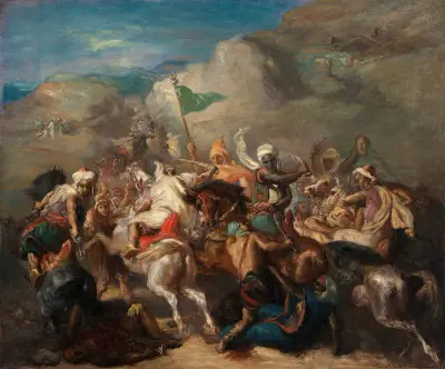 Battle of Arab Horsemen Around a Standard av Théodore Chassériau