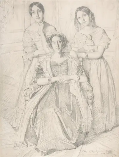 The Baroness Duperré and Her Daughters av Théodore Chassériau
