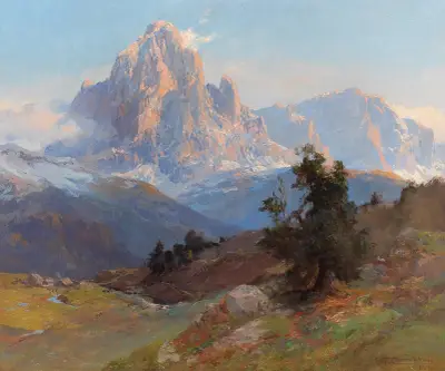 Utsikt mot Sassolungo av Edward Theodore Compton