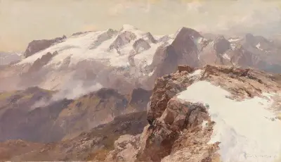Vy över Marmolata från Piz Boè av Edward Theodore Compton