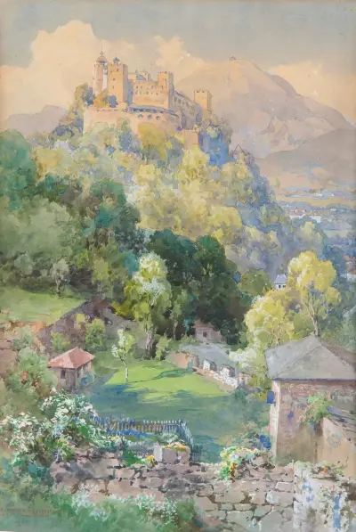 Fästningen Hohensalzburg från Richterhöhe av Edward Theodore Compton