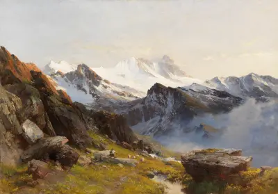 Grossglockner z Pražské chaty, časné ráno, Edward Theodore Compton