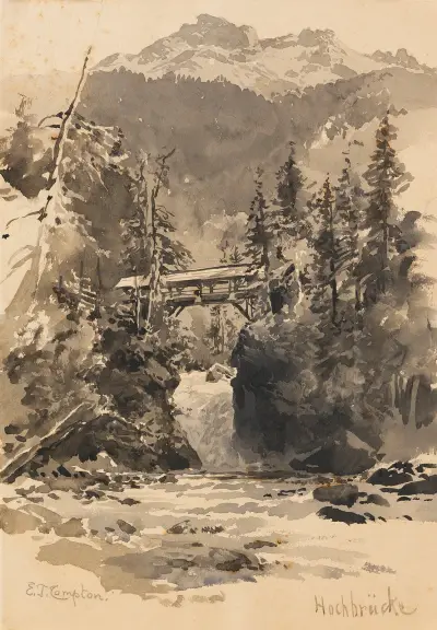 Hochbrücke im Gebirge von Edward Theodore Compton