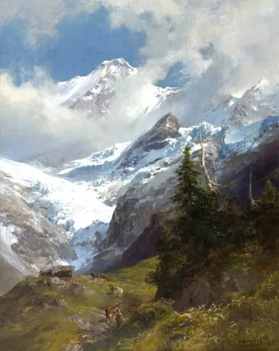 Hochgebirgslandschaft mit Gletscher von Edward Theodore Compton