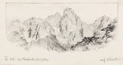 Panorama över Dreischusterspitze av Edward Theodore Compton