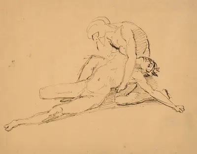 En naken man som sörjer en annans död av Théodore Géricault