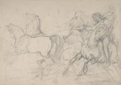 Vagnförare och ryttare av Théodore Géricault