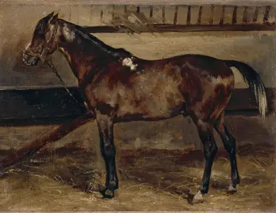 Brun häst i stallet av Théodore Géricault