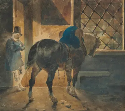 Utbildningshäst i stallet av Théodore Géricault