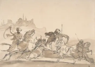 Strid mellan orientaliska ryttare av Théodore Géricault