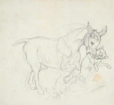 Donkey Holding Dog in its Mouth, Théodore Géricault