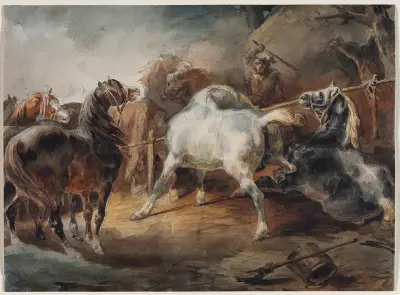 Fighting Horses av Théodore Géricault