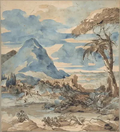 Landskap med fiskare av Théodore Géricault
