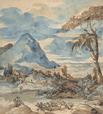 Landskap med fiskare av Théodore Géricault