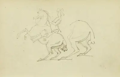 Man på stegrande häst, studie av hästens bakben av Théodore Géricault