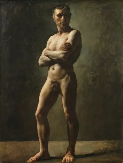 Manlig akademifigur, korslagda armar av Théodore Géricault