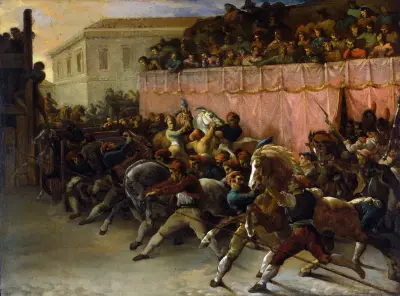 Riderless Racers at Rome av Théodore Géricault
