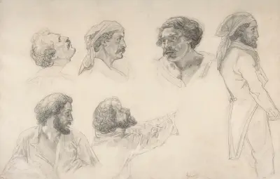 Sex studier för Corréard och Savigny i 'Medusas flotte' av Théodore Géricault