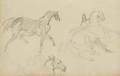 Tre häststudier av Théodore Géricault